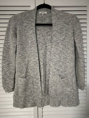 Madewell Light Heather Gray Open-Front Ribbed Cardigan